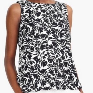 J. Crew Factory Printed Black and White Scalloped Hem Sleeveless Top Sz S